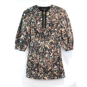 Ted Baker London Holly Mini Dress size 00 US Exposed Zipper Balloon Sleeve